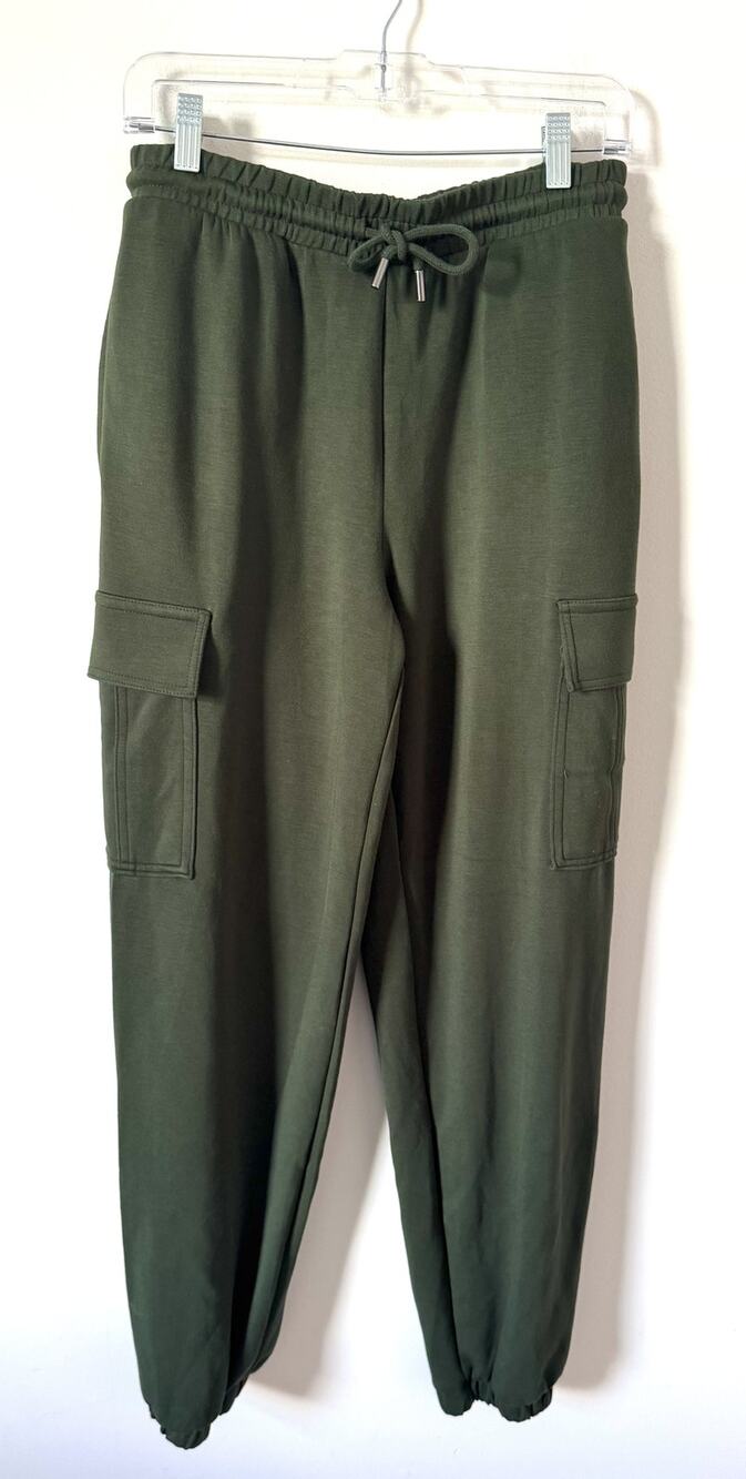 SCOOP Olive Green Cargo Sweatpants Drawstring Joggers Fleece Medium (8-10)